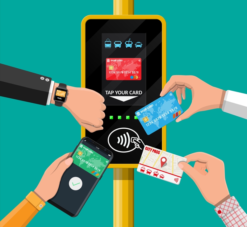 Photo: Contactless payment methods for transport services.