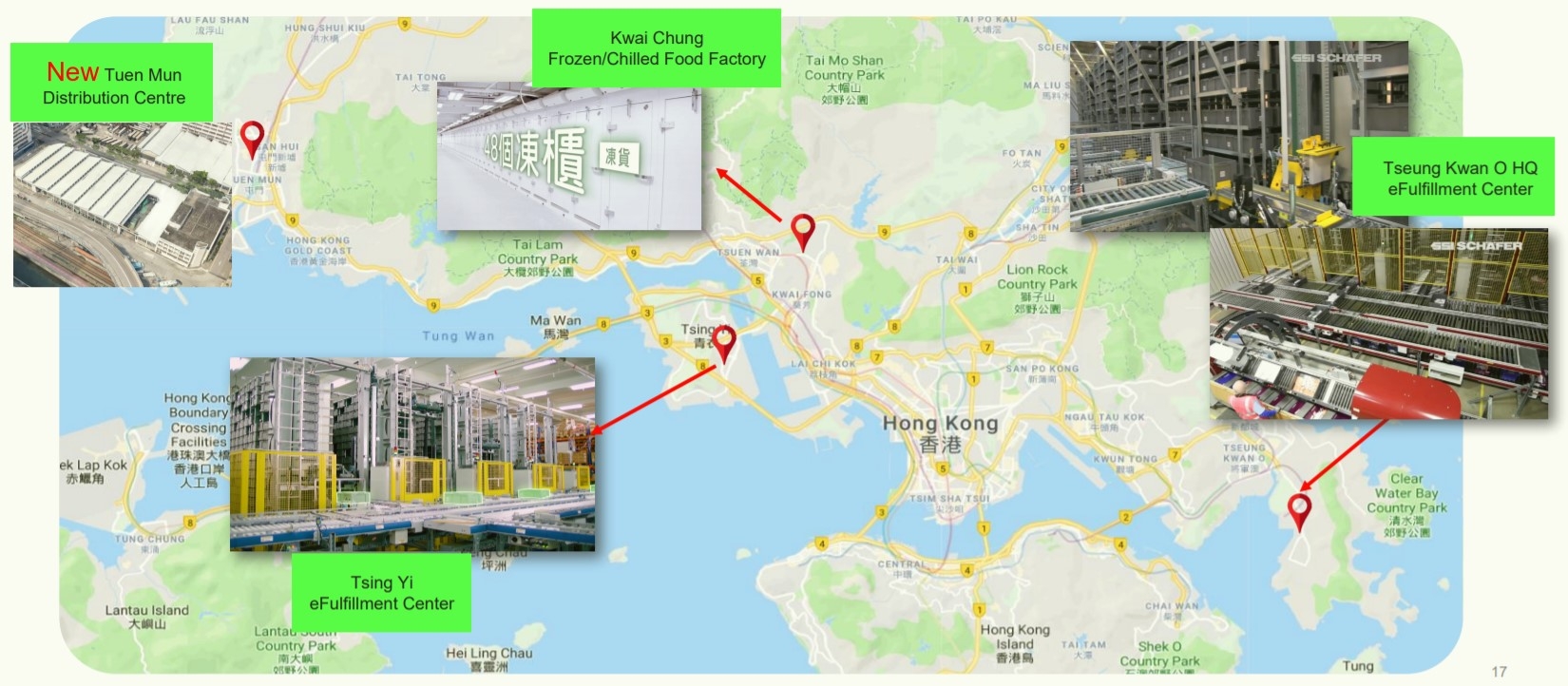 Photo: HKTVmall’s four distribution and fulfilment centres.