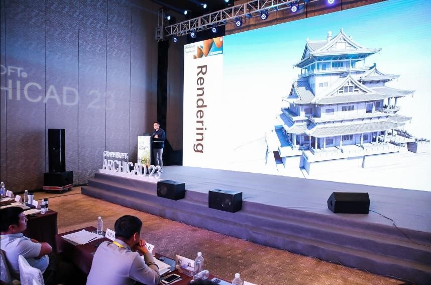 相片: 圖軟中國(Graphisoft China)的團隊向廣州的建築設計、工程及建造業者<br />
介紹BIM技術。<br />
