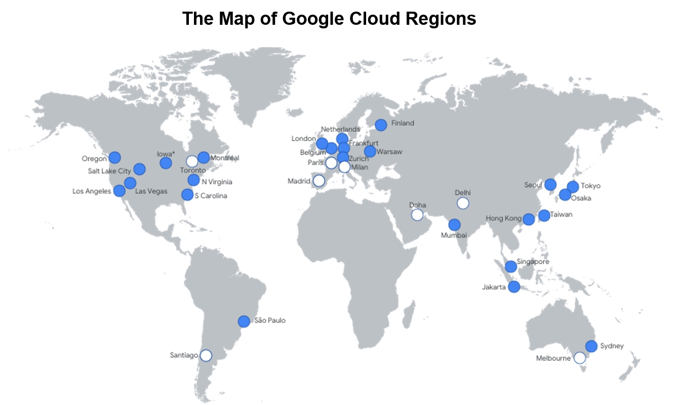 Picture: The Map of Google Cloud Regions. Source: Google