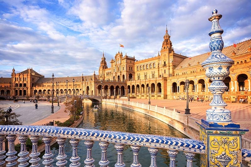Photo: Plaza de España, a spectacle of light and majesty, is the most famous square in Seville.