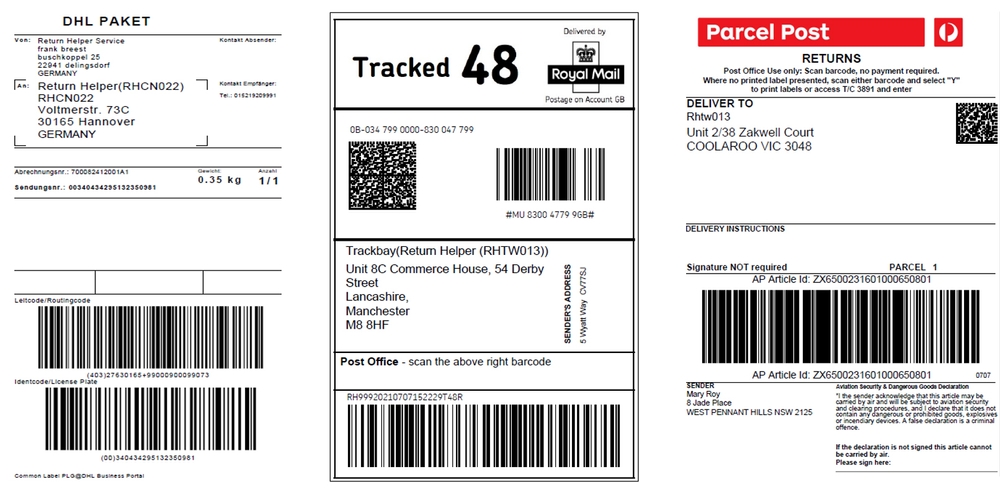 Picture: Return Helper's pre-paid labels speed up the return process, while also helping to control costs. (2)