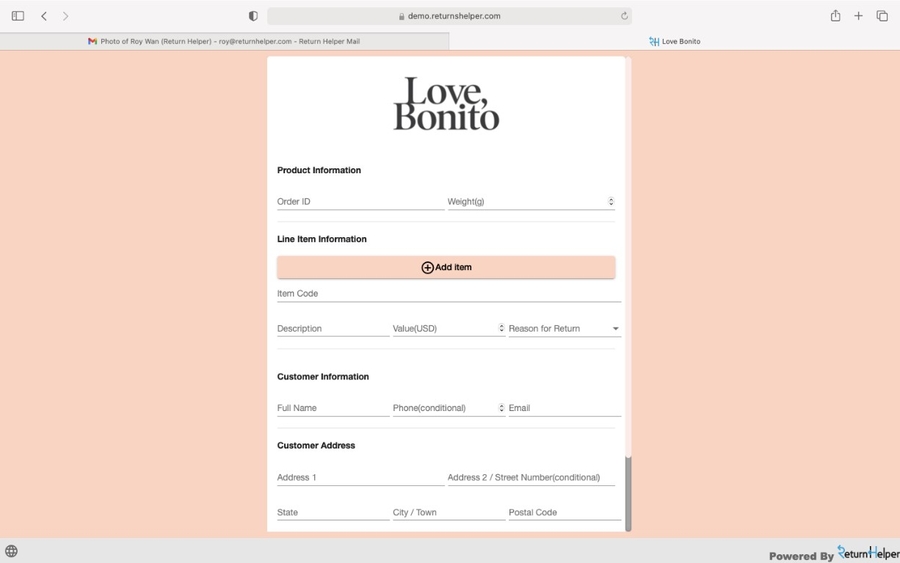 圖片: 新加坡時尚品牌和零售商Love, Bonito是Return Helper的合作跨境電商之一。