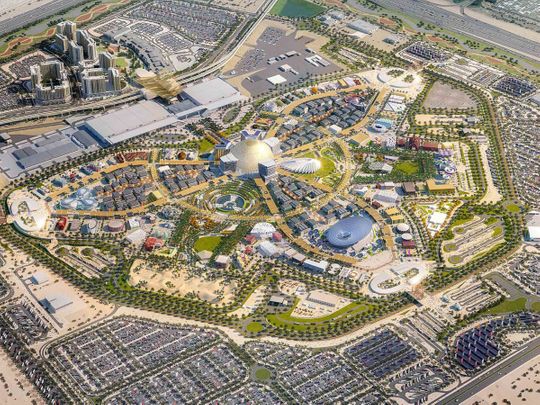 Photo: The Dubai Expo 2020 Main Site spans 438 hectares, housing more than 200 pavilions<br />
(Source: Gulfnews; Image Credit: SUPPLIED)