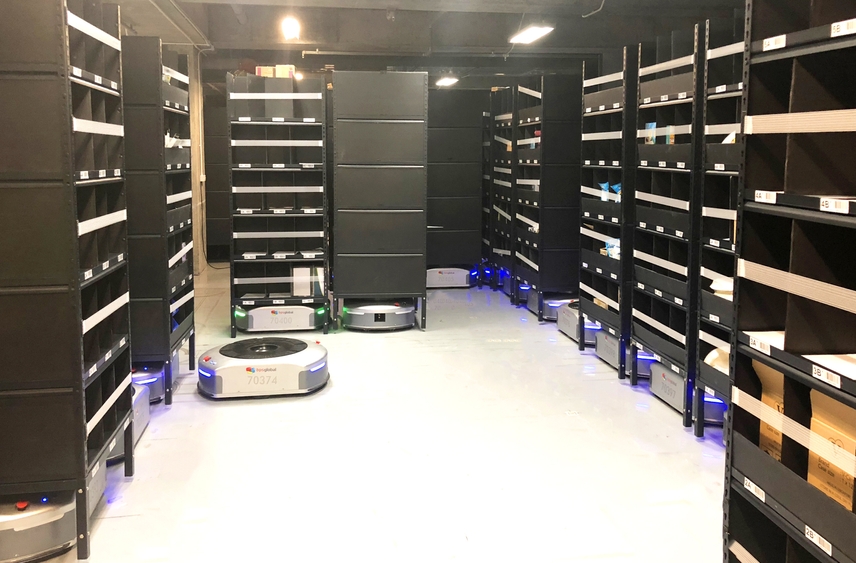 Photo: A warehouse solution using automated guided vehicles and mobile racking in Hong Kong’s factory buildings. (Photo courtesy of BPS Global Group)