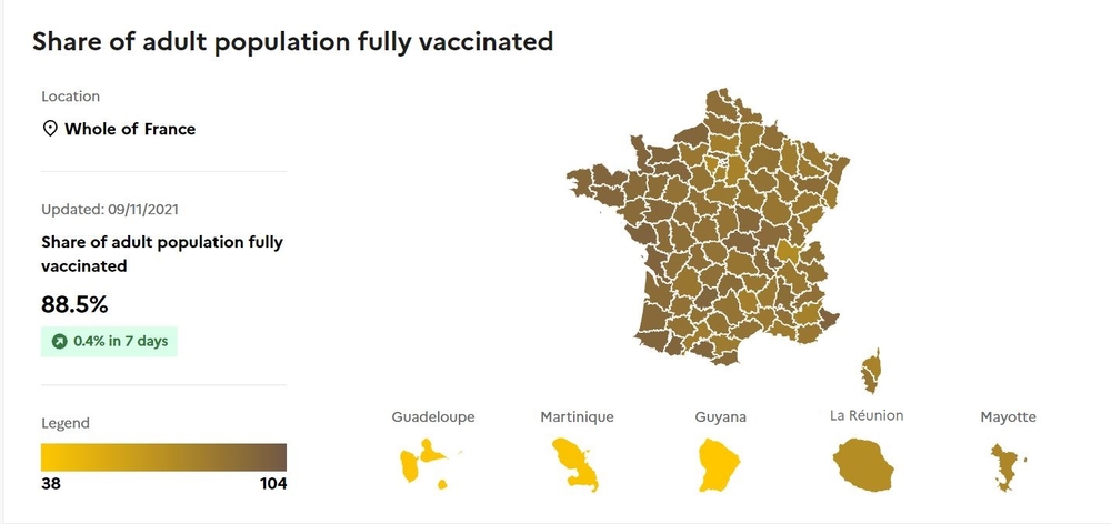 Picture: Share of adult population fully vaccinated. Source: The Government of France