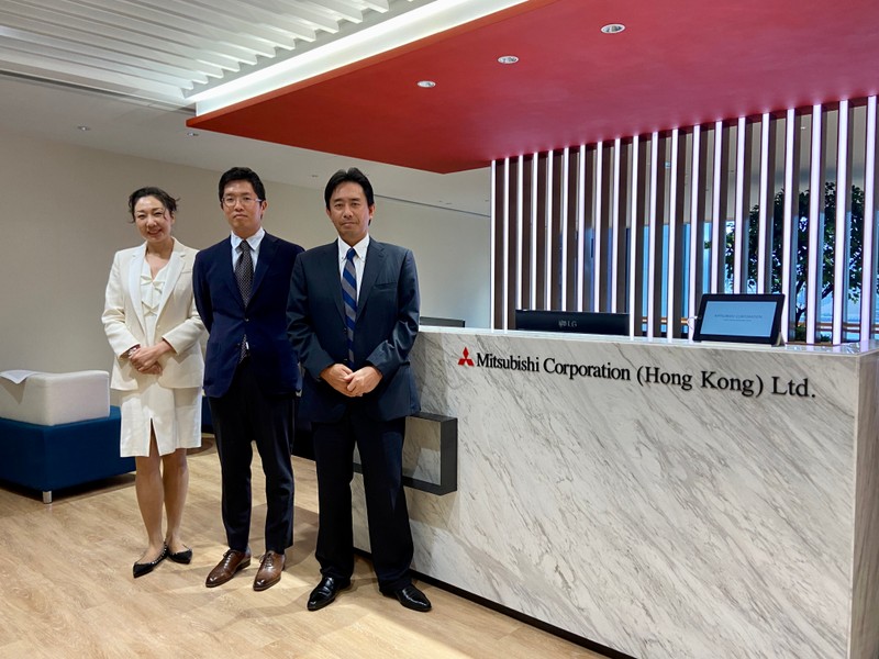 Photo: (From right) Mr. Iida, President & Managing Director; Mr. Ishikawa, General Manager; Dr. Wan, Deputy GM, Mitsubishi Corporation (Hong Kong)